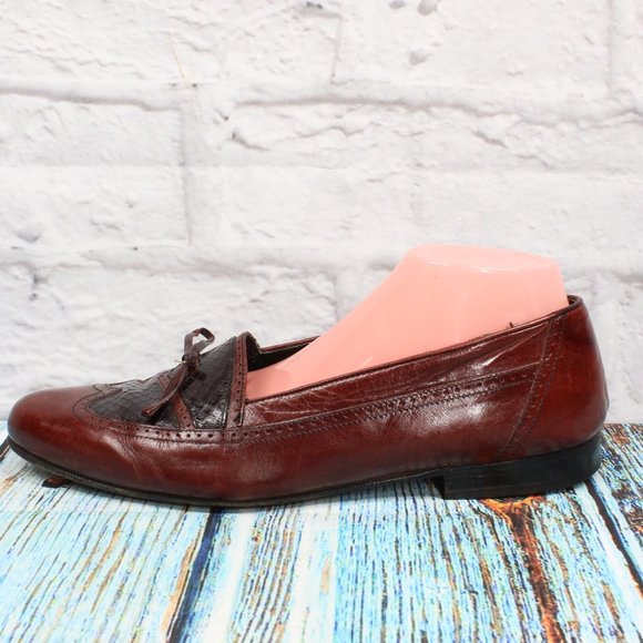 unbranded Other - Men's Brown Woven Leather Casual Italian Loafer Dress Shoe Size 11 M